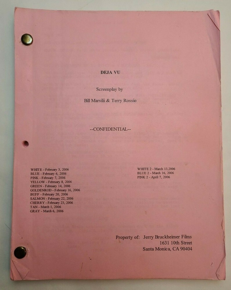 DEJA VU / Bill Marsilii 2006 Screenplay, Denzel Washington Sci-Fi technology