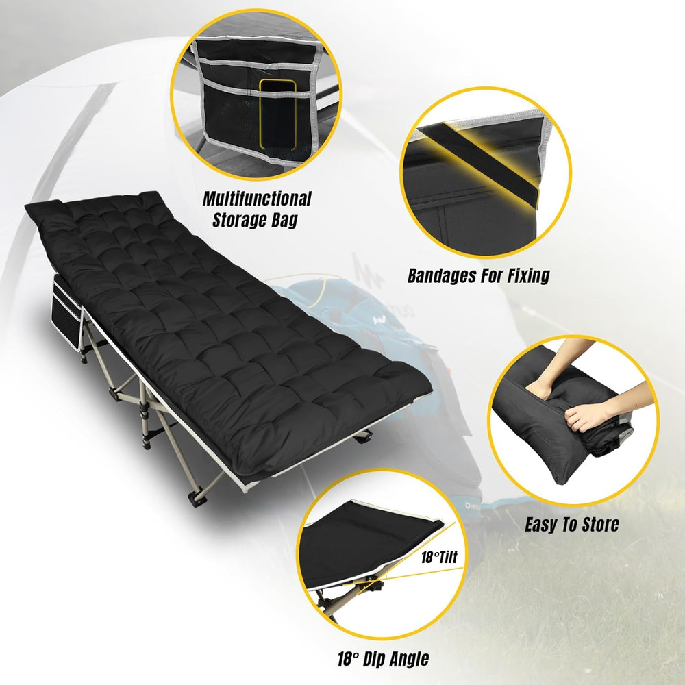 Folding Camping Cot for Adults,600Lbs Max Load,28" Wide Sleeping Cot with Remova