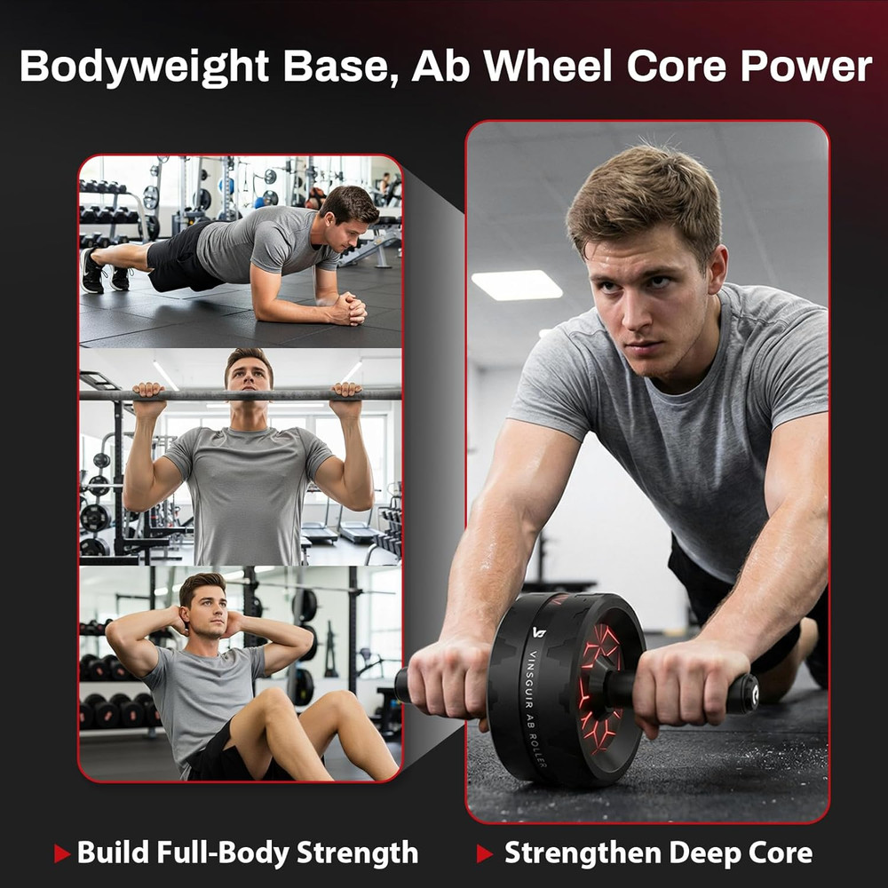 Ab Roller Wheel, Abs & Core Workout Equipment for Home Gym with Knee Pad Accesso