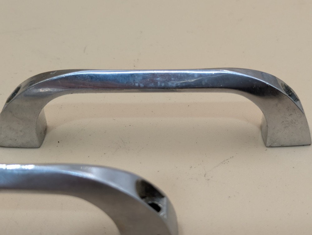 Pair Vintage Surrey Ware Mid Century Kitchen Cabinet Drawer Pull Handle Chrome