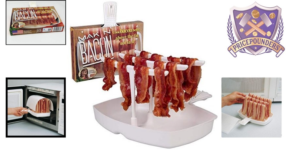 Microwave Bacon Dish Plastic Modern Compact Easy Clean Up Reduces Fat