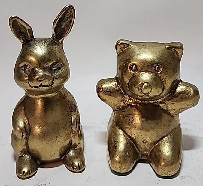 Brass Animals 4" Rabbit and 3.5" Bear