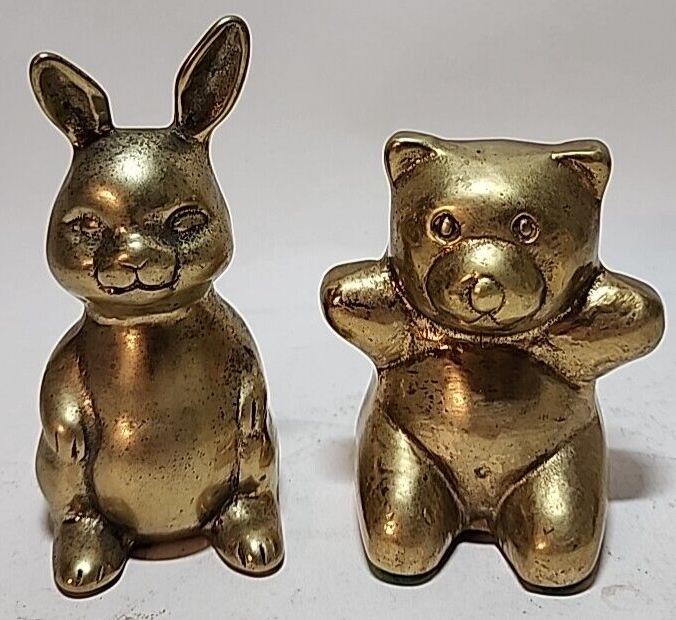 Brass Animals 4" Rabbit and 3.5" Bear