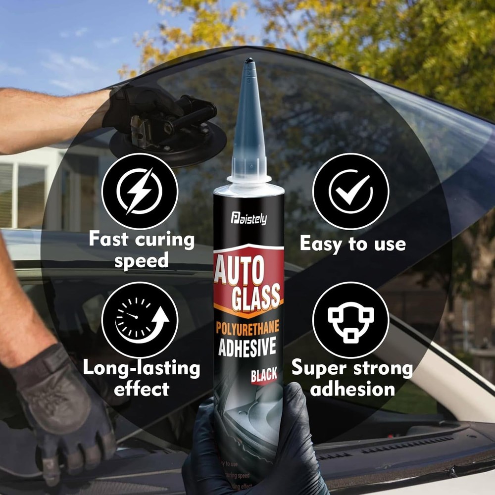 Windshield Sealant Black 310ml, Fast Cure Windshield Adhesive High Strength