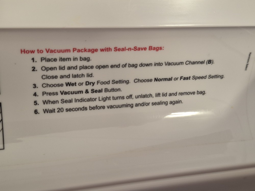 Kenmore Seal And Save