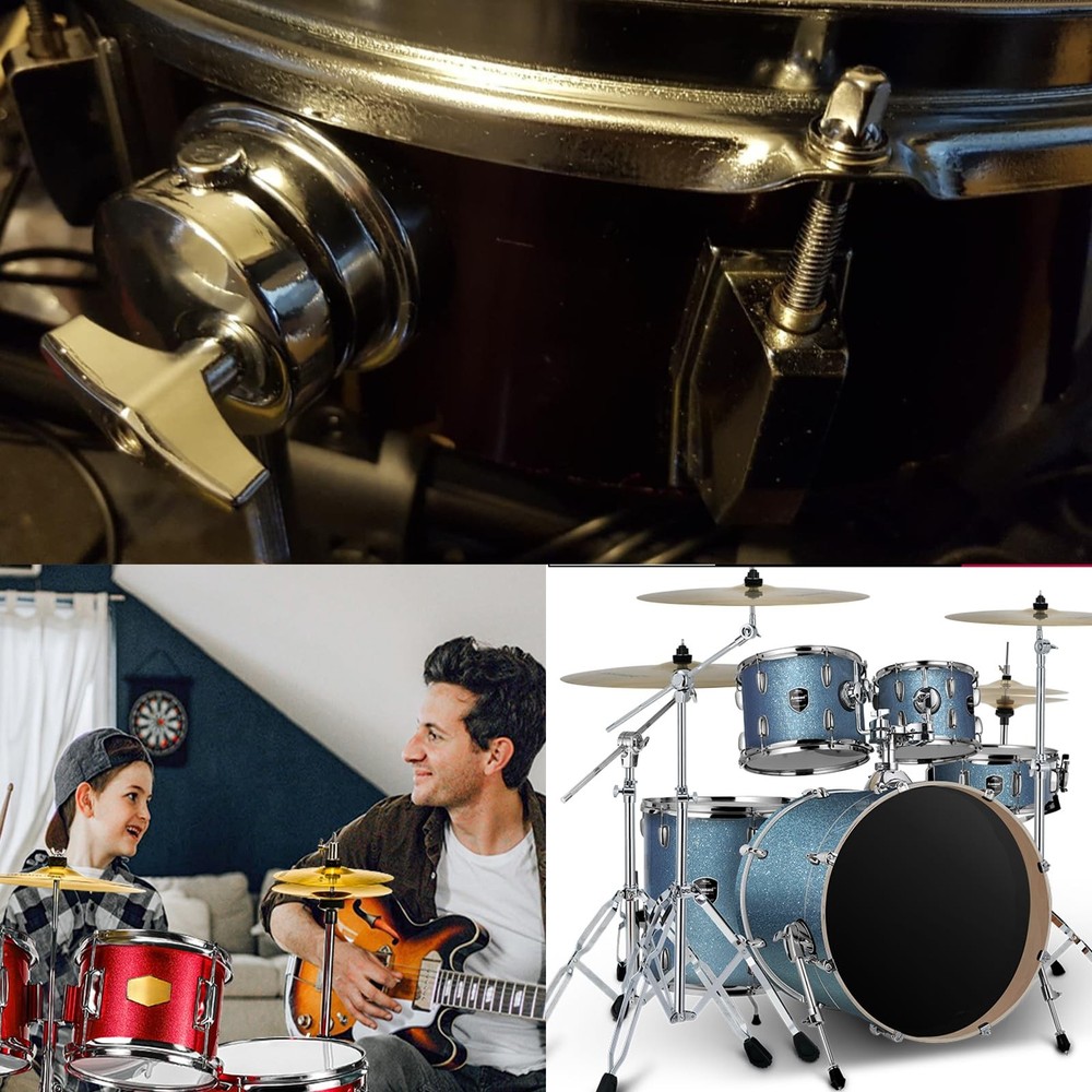 Tceapoo 3pcs Floor Tom Drum Leg Bracket Mount, Holder Base Plate Silver