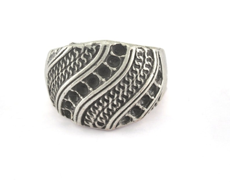 Ring Adjustable Ring Bezel - Antique Silver Plated brass ( 7.5US size) 2845