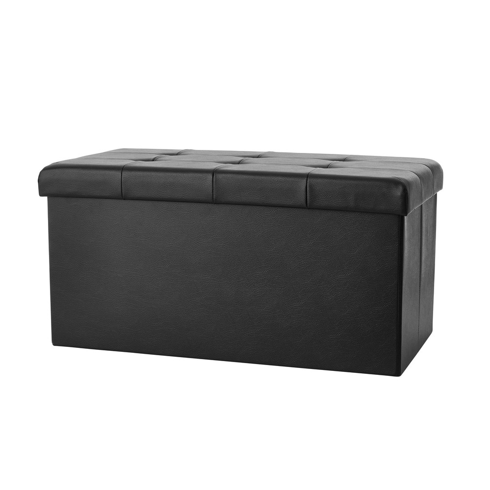 30" Collapsible Storage Ottoman Black
