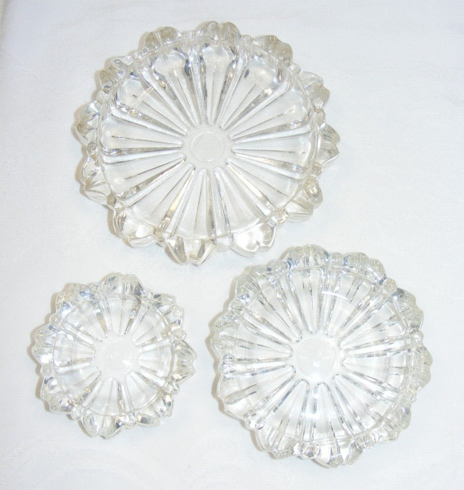 Vintage Depression Glass Stackable Ash Tray Set of 3 Three 12-d