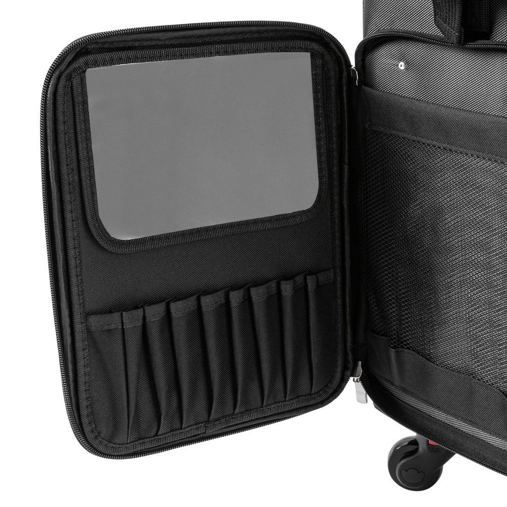 Rolling Makeup Train Case Expandable Cosmetic Trolley Organizer Box W/ Straps
