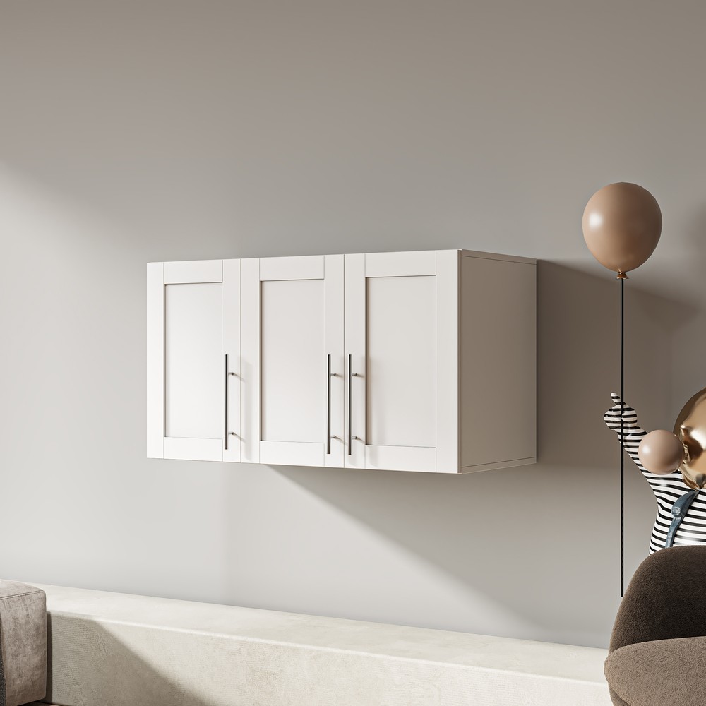 Stackable Wall Cabinet Wall Mounted Storage Cabinets W/ Adjustable Shelf 3 Doors