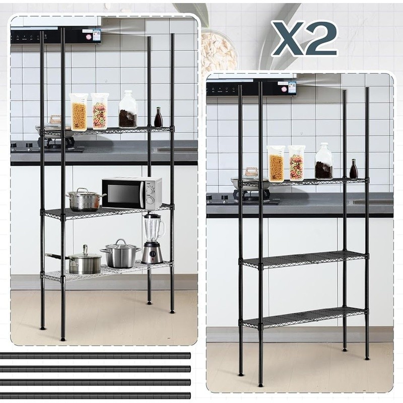 74 Inch Chrome Wire Shelving Posts 8 Pack Adjustable Shelf Clips Storage New