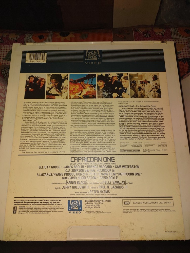 Capricorn One RCA SelectaVision Video Disc