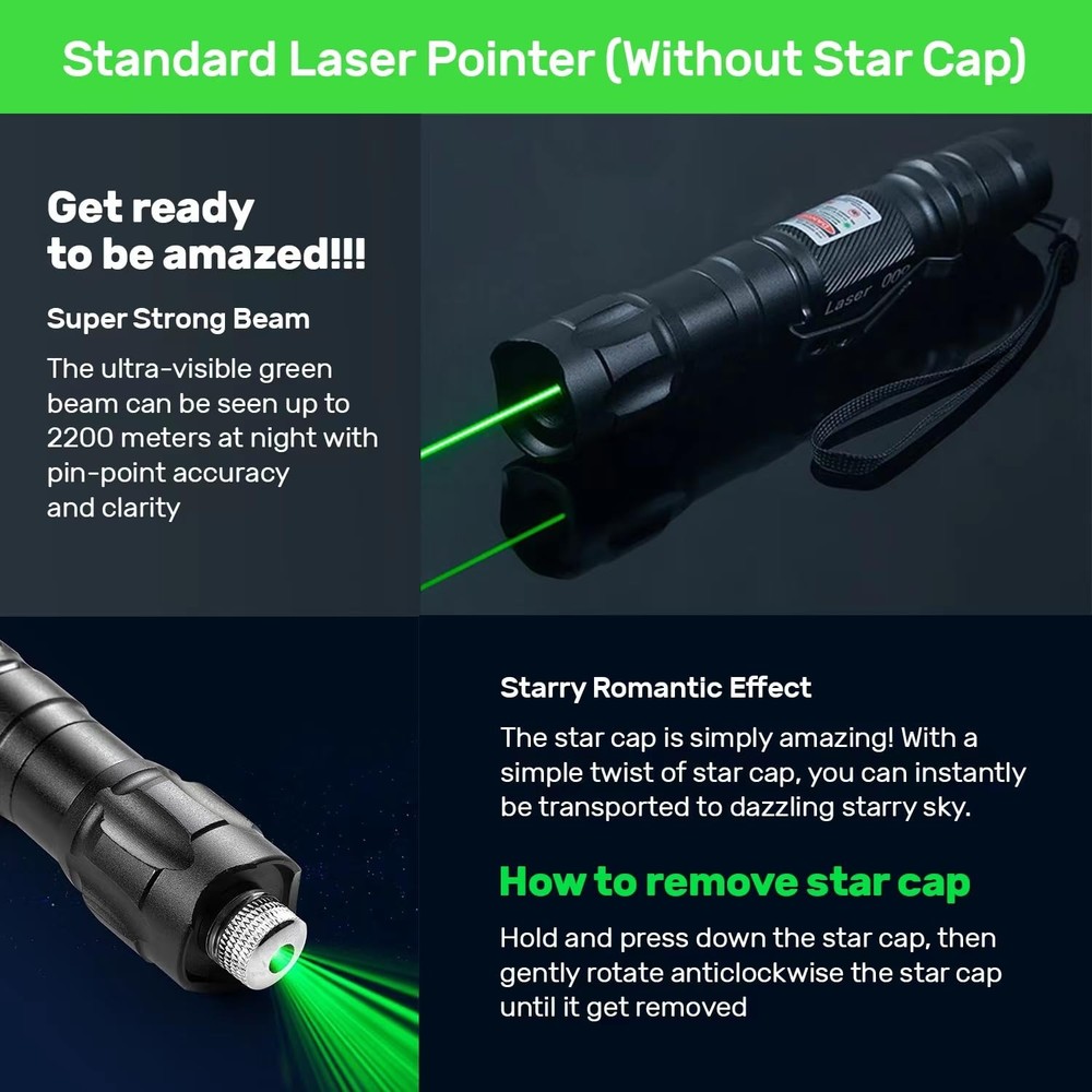 IVVTRYI Long Range Green Pointer Pwith On/Off Switch Button, L, red