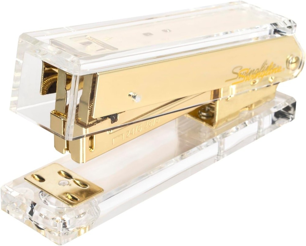 pact Clear Acrylic Gold Stapler, 20 Sheet acity, Half