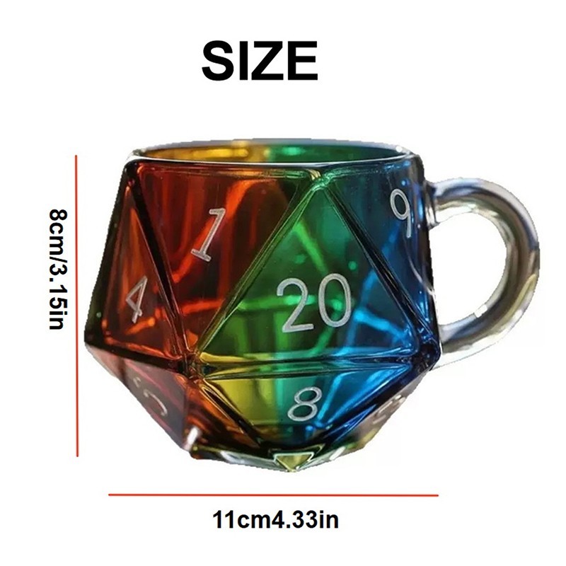 Rainbow Dice Mug Polyhedral Dice Coffee Cup With Handle Game Mug Colorful handle
