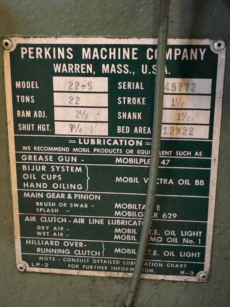Perkins 22-S High Speed Punch Press