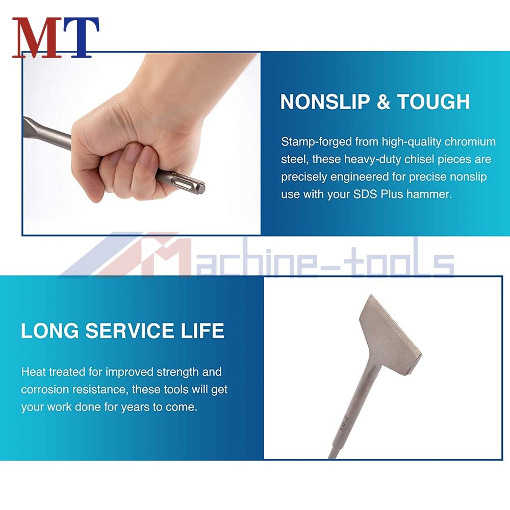 4 × Flat Chisel Grooving Chisel & Point Chisel Durable SDS Plus Chisel Bits