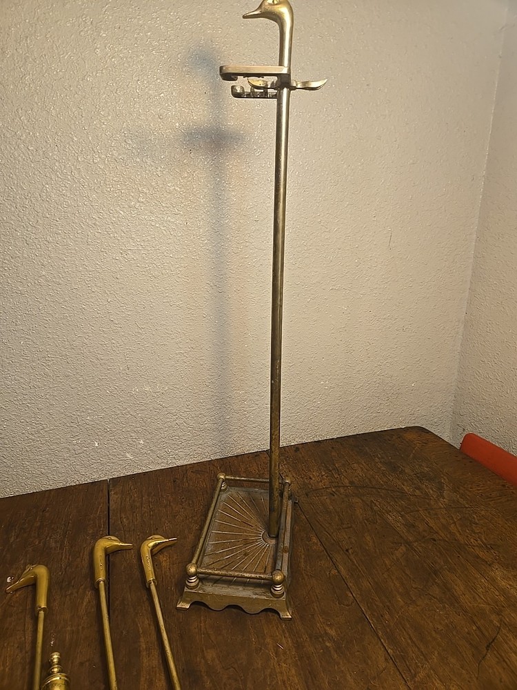 Brass Duck Head Fireplace Tool Set 1979 Custom decor Inc