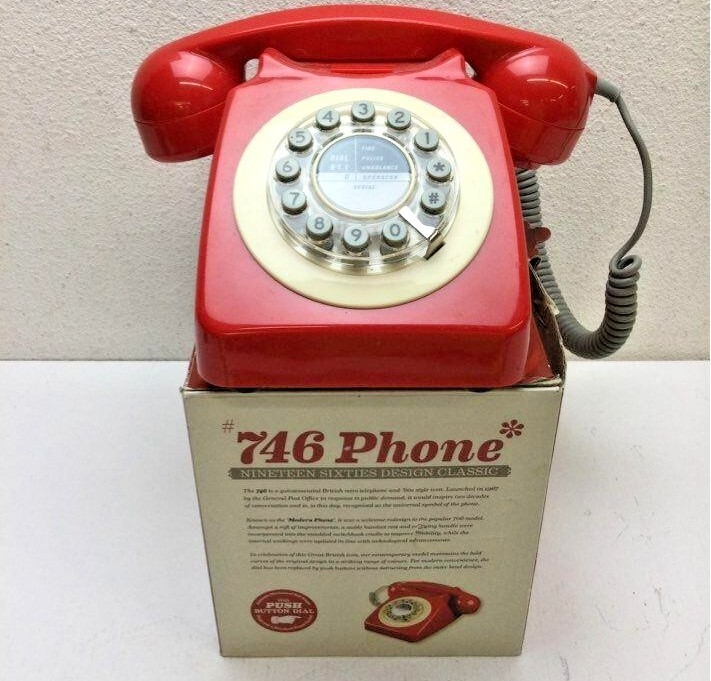 Red 1960's Styled #746 Design Classic Phone Push Button Dial