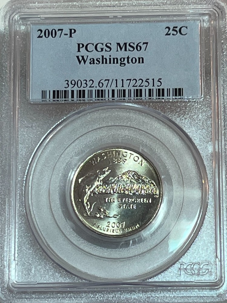 2007 Washington State Quarter PCGS MS67 Cert# 11722515