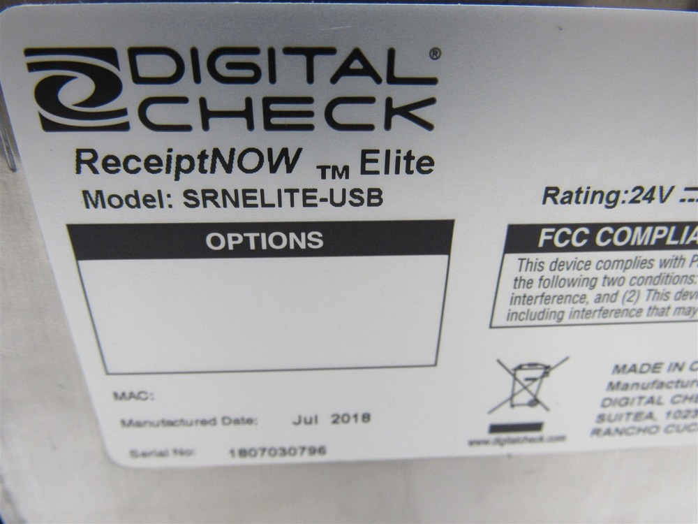 Digital Check ReceiptNOW Elite SRNELITE-USB Thermal Recepit Printer w/ Adapter