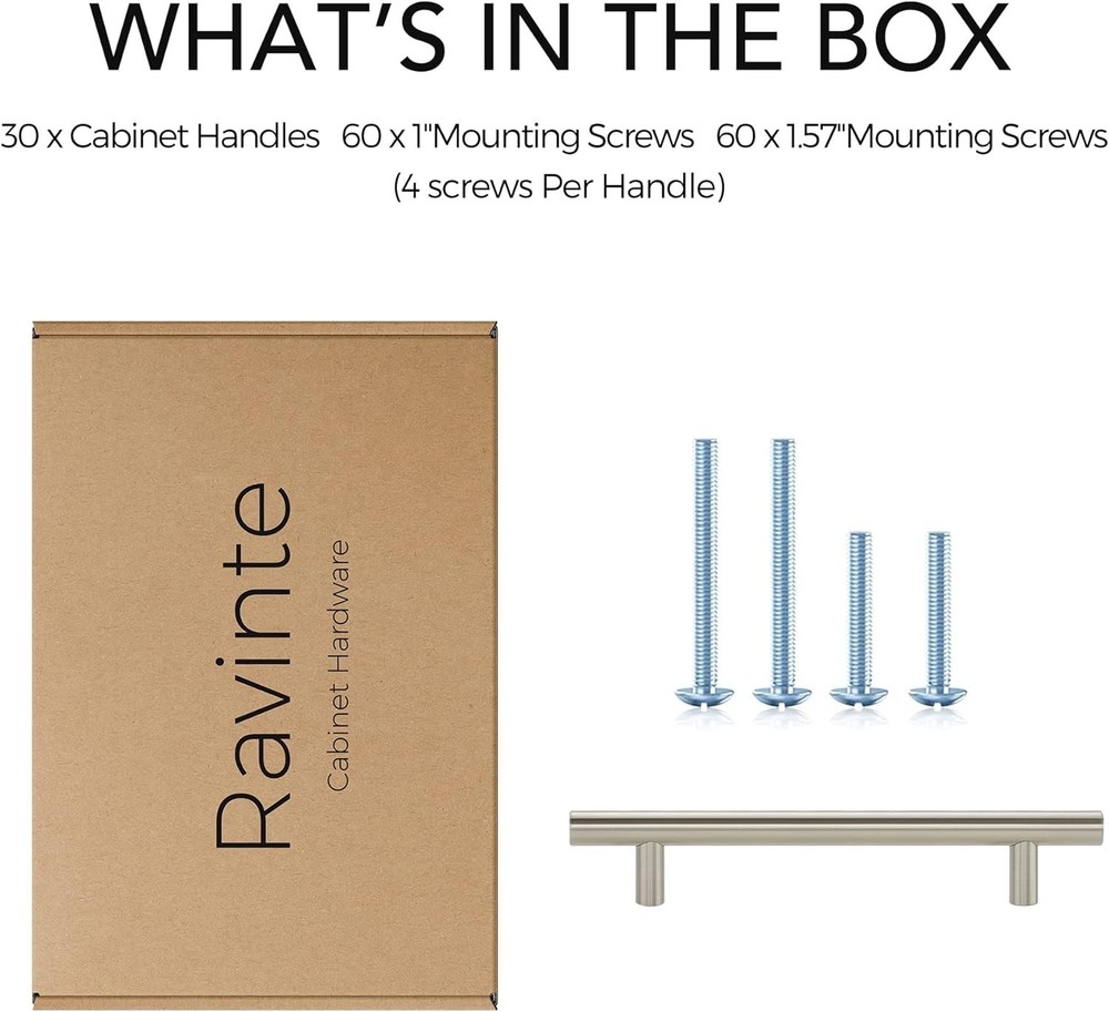 Classic Satin Nickel Cupboard Pulls - 5" Center - 30 Count