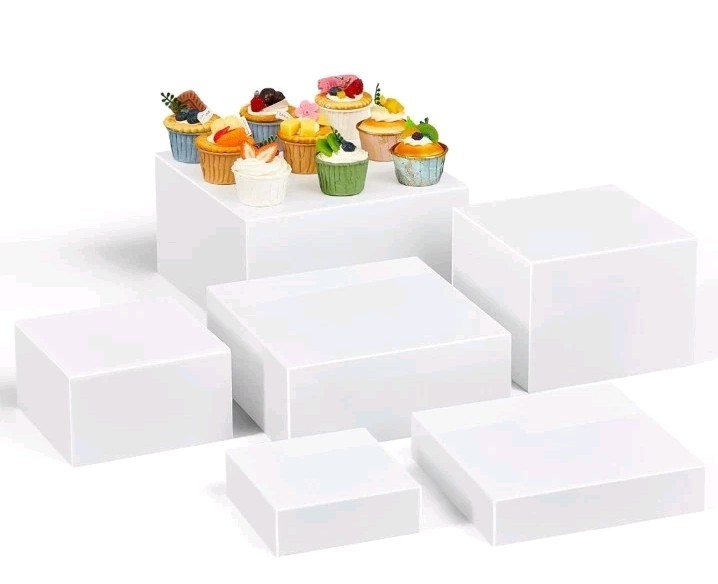 6Pc Set Buffet Riser Cube Display Nesting Risers for Buffet Birthday Party 6-11"