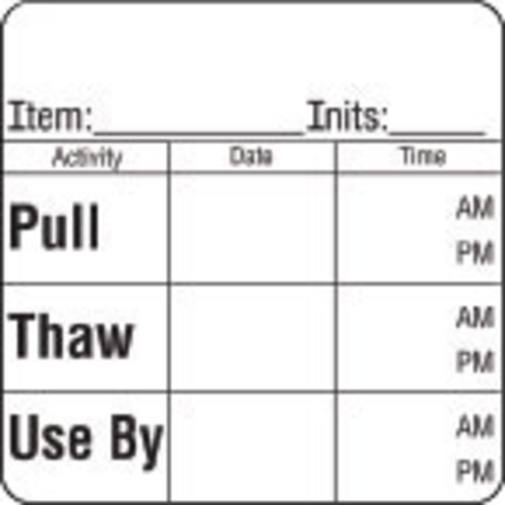 Pull/Thaw/Use by Labels White Freezer Black Imprint - 2"L x 2"H 500 Per Roll