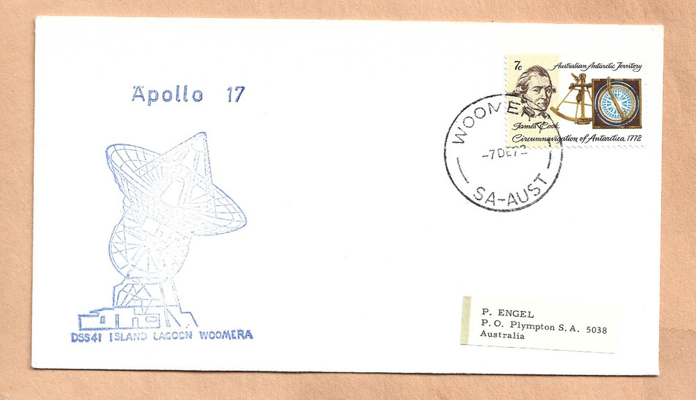 APOLLO 17 LAUNCH DEC 7,1972 WOOMERA AUST TRACKING SPACE COVER NASA