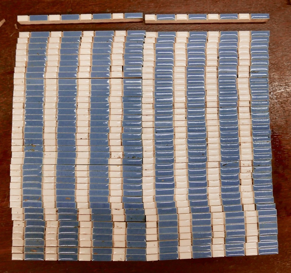Striped Tile Liner Blue and Creamy White