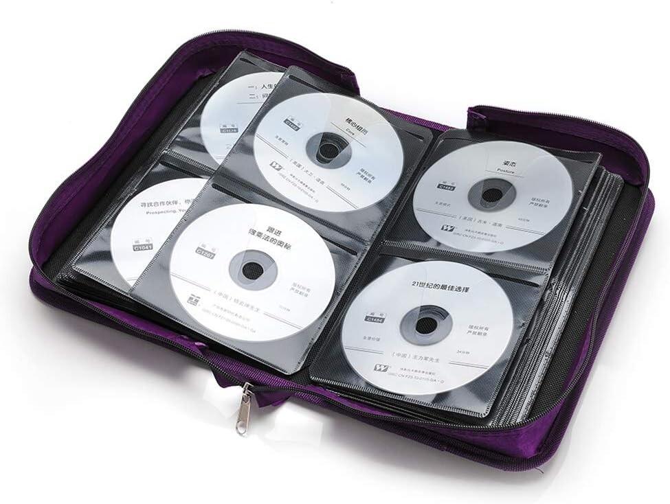 CCidea CD Case DVD Case Storage Holder-128 Capacity, 2 Wallet Black