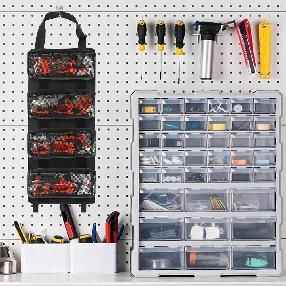 Tool Roll - Canvas Wrench Tool Organizer with 4 Pockets Black
