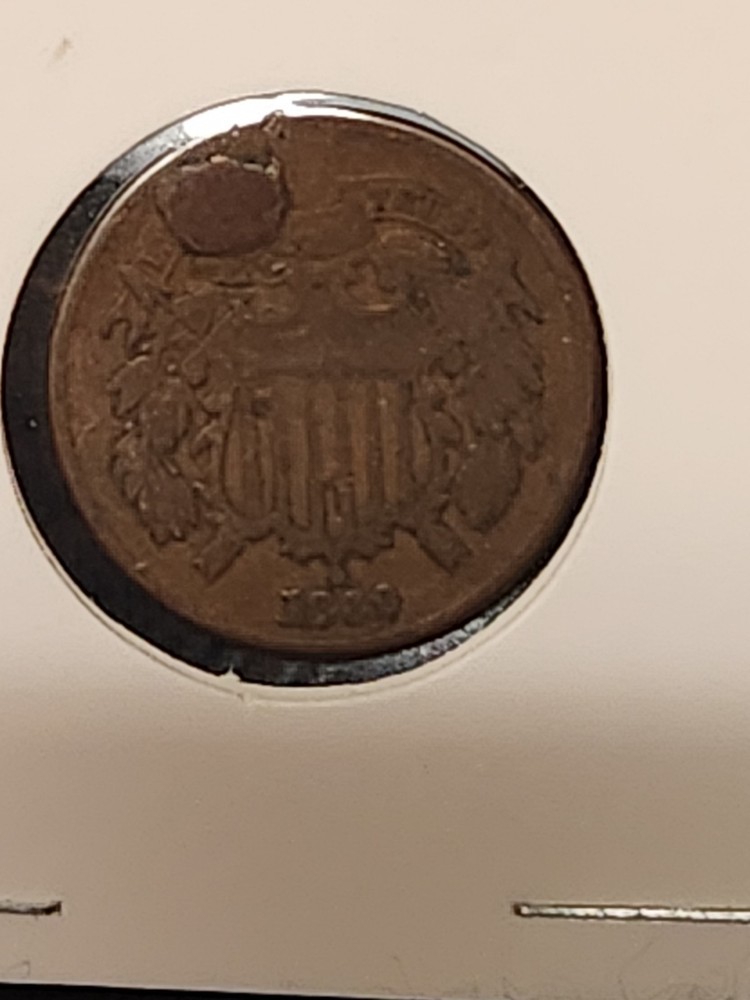 1869 Post Civil War Usa 2 Cent Piece Possible Error