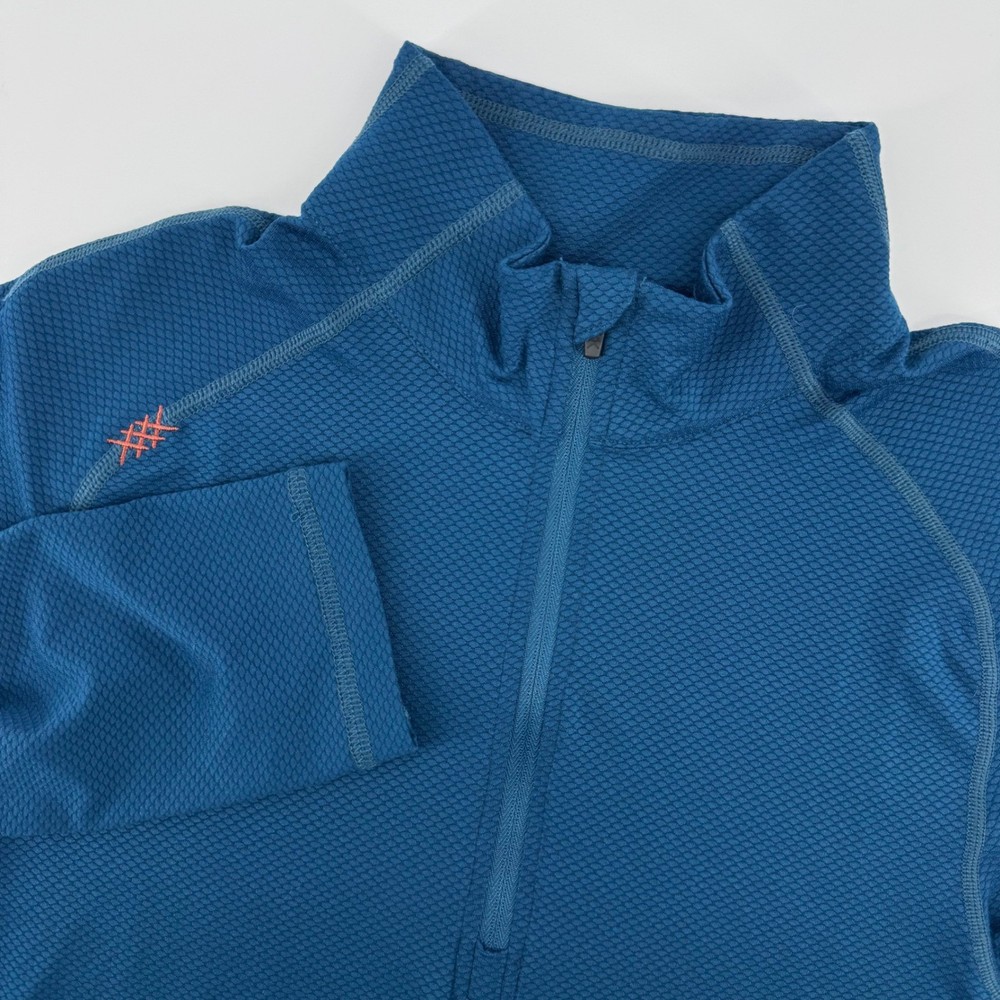 Rhone Mens Small Quarter Zip Long Sleeve Textured Athletic Pullover Blue