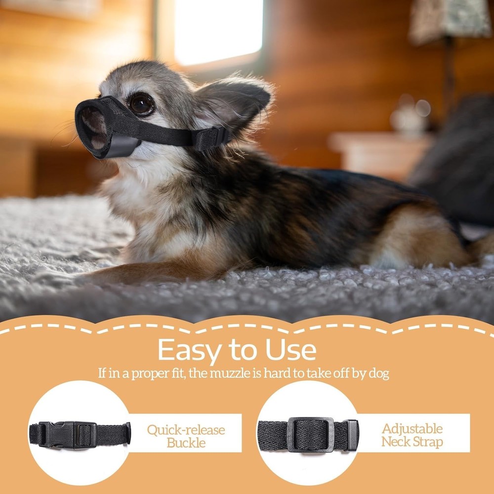 Mesh Muzzle Soft Mesh Muzzles Soft Covered Mouth Guard with Adjustable Strap fo