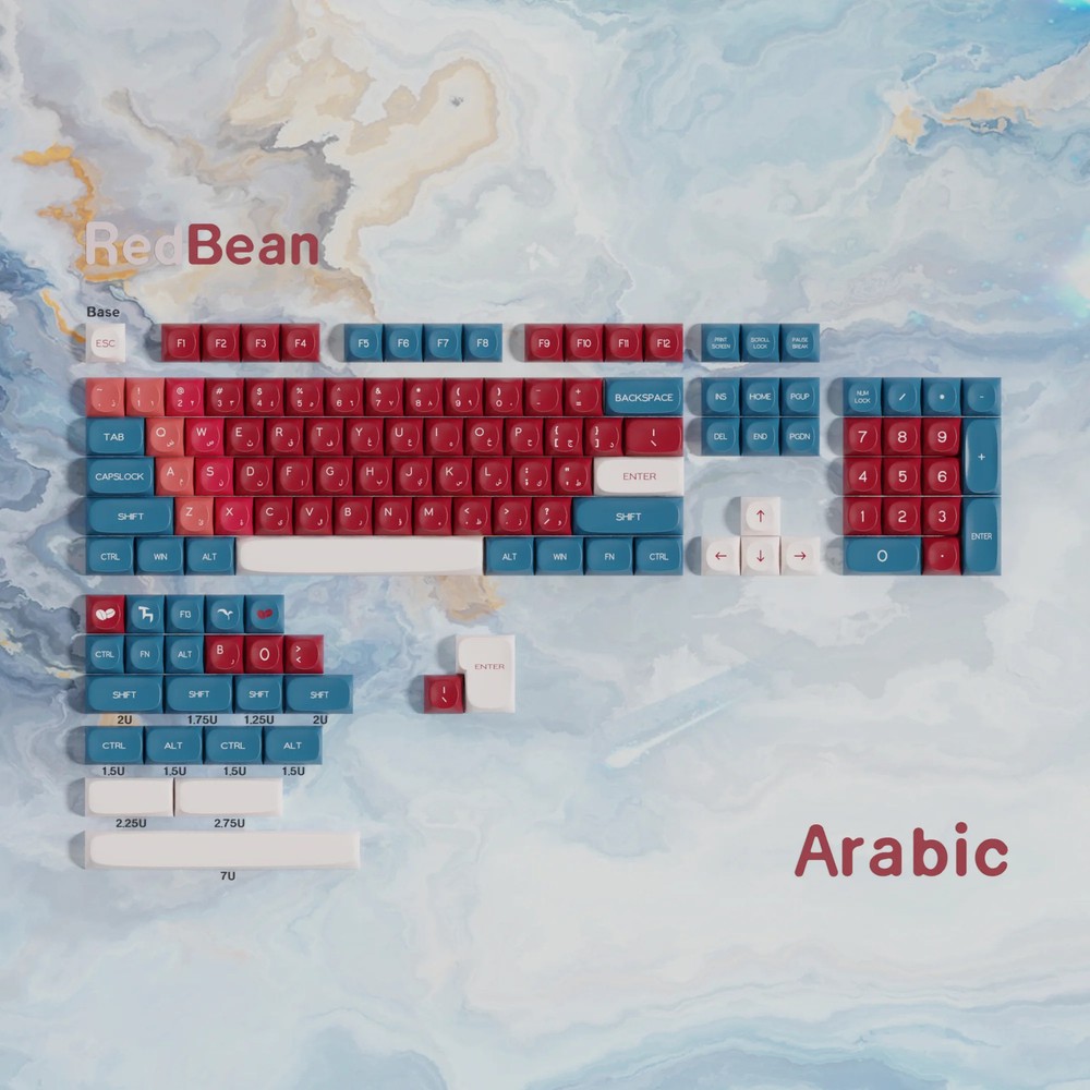 Jaycomia Red Bean PBT Keycaps Dye-Sub MOA Profile ISO ANSI Multi-Language