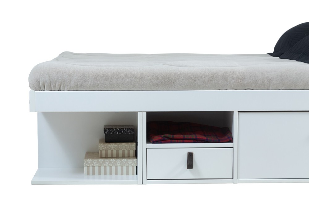 Memomad Bali Bed - King Size Storage Platform Bed Frame with Drawers (White)