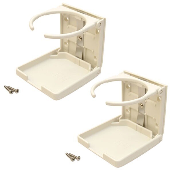 Marinco Boat RV Folding Drink Cup Holders Off White - PAIR