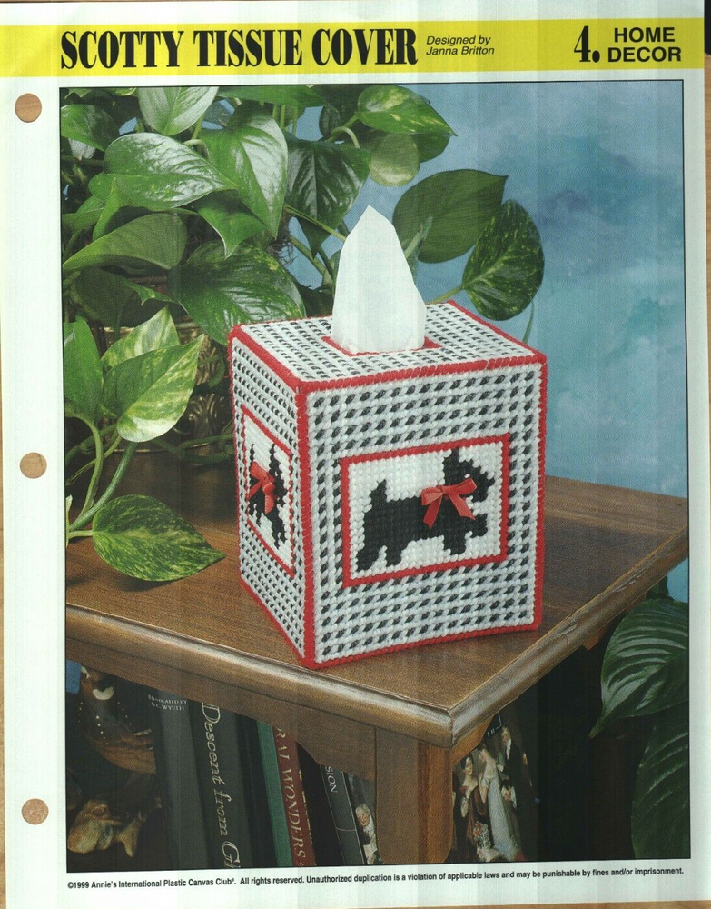 NEW SCOTTY TISSUE COVER HOME DECOR ANNIE'S PLASTIC CANVAS PATTERN INSTRUCTIONS