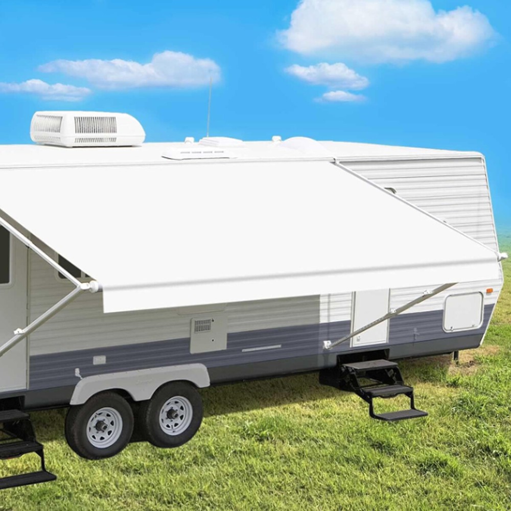 Weatherproof RV Awning Fabric 15-20 FT For RV Camper Trailer Replacement Vinyl