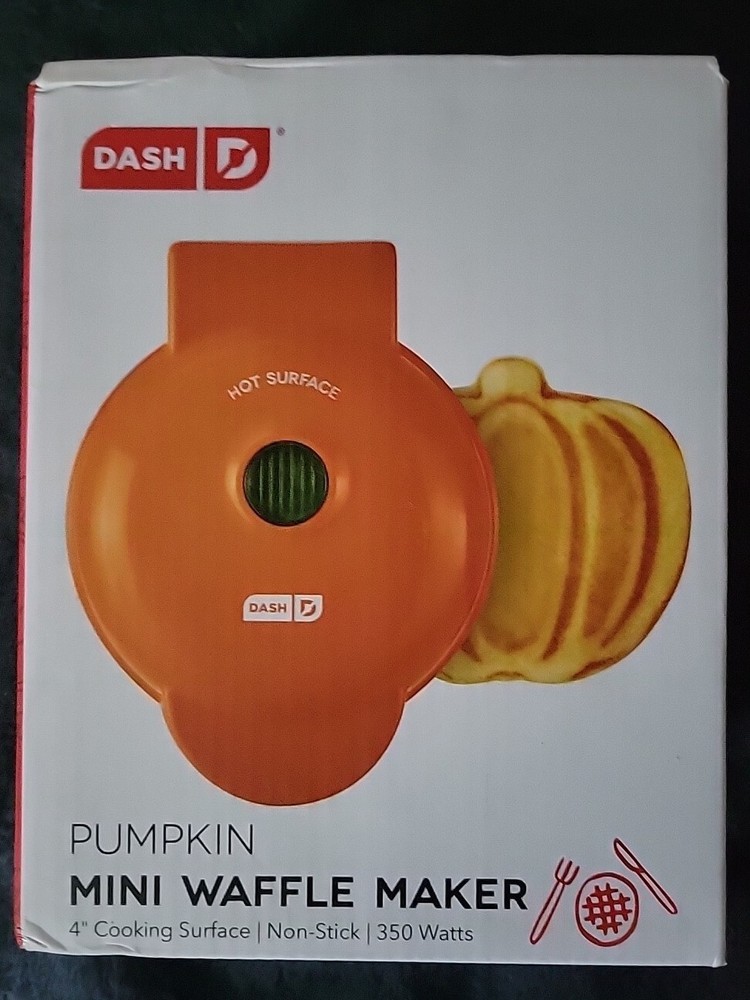 Dash DMWP001OR Mini Waffle Maker - Pumpkin Design - Orange - 4" - 350W