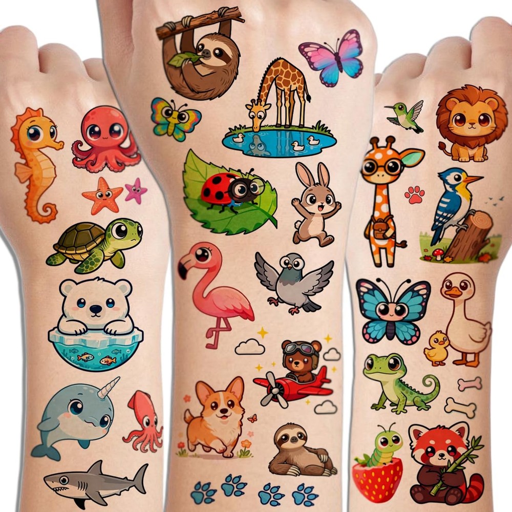CHARLENT Temporary Tattoos for Kids - 232 Mixed Styles (36 Sheets) Multicolor