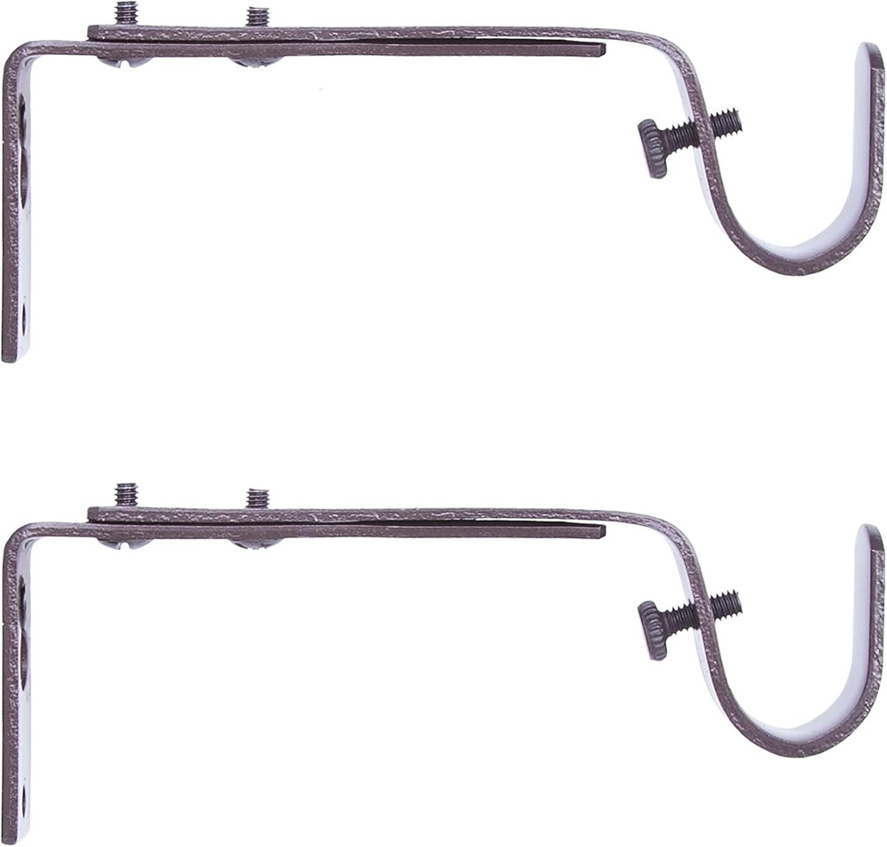 Adjustable Curtain Rod Brackets, Mocha (2-Pack)