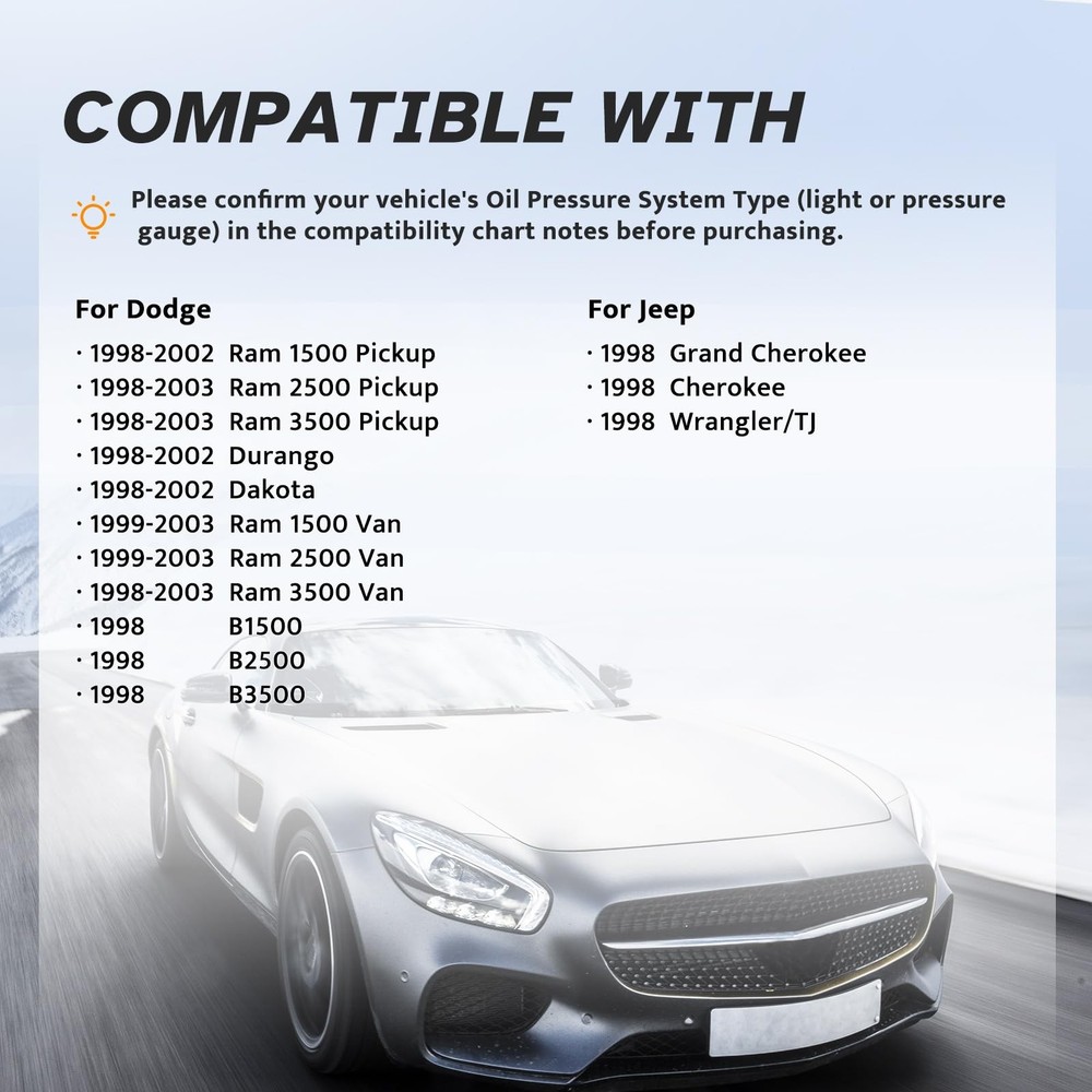 Engine Oil Pressure Sensor Sender Switch, Sending Unit fit for 1998 1999...