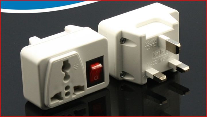 UK Plug Adapter W/ Power ON/OFF Switch -British Style 3-Pin Adapter