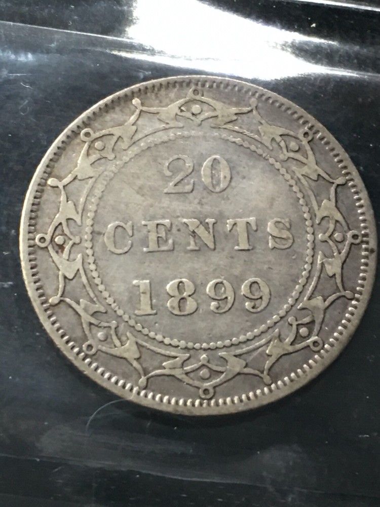 1899 Hook 9's ICCS Graded Newfoundland, Twenty Cent **F-15**