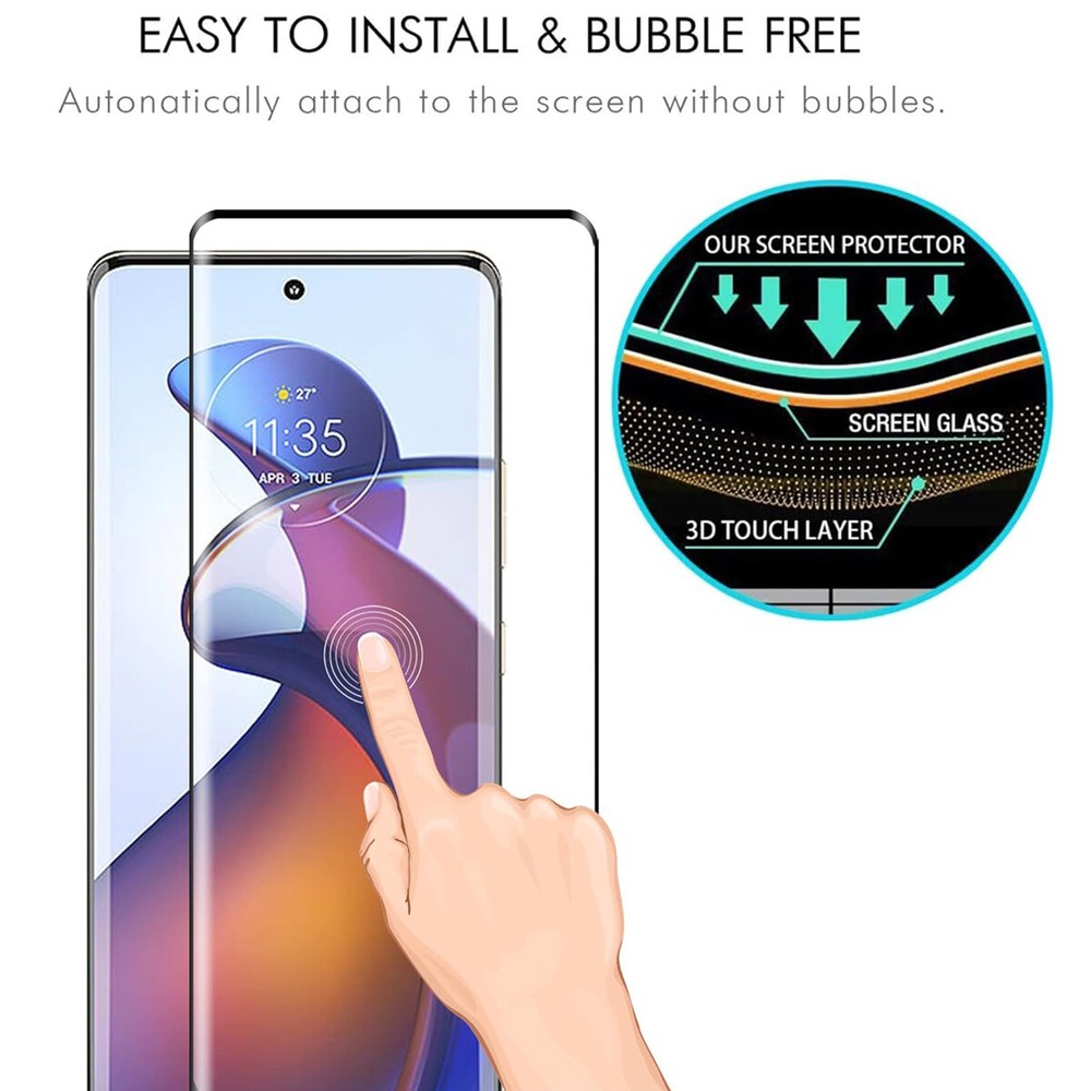 Caseswill for Motorola Edge (2024) Full Coverage Tempered Glass Screen Protector