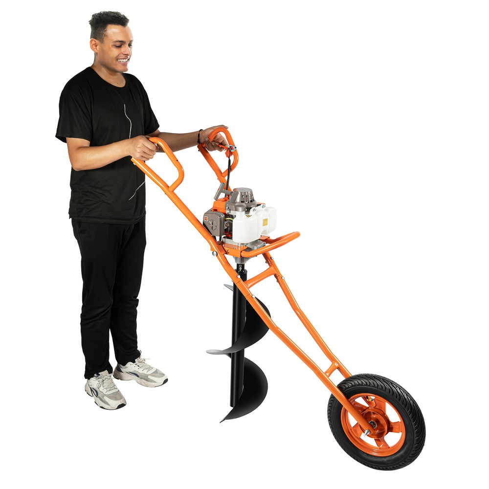 11" Bit Post Hole Digger Gas Powered 63cc 3hp Hand Push Earth Auger Ground Drill