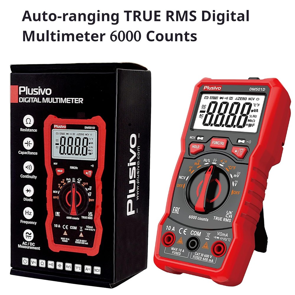 Multimeter 6000 Counts Digital Auto DM501D + Test lead Set